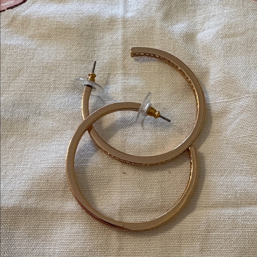 Retired Touchstone Crystal Elegant Rose Gold Hoop Earrings